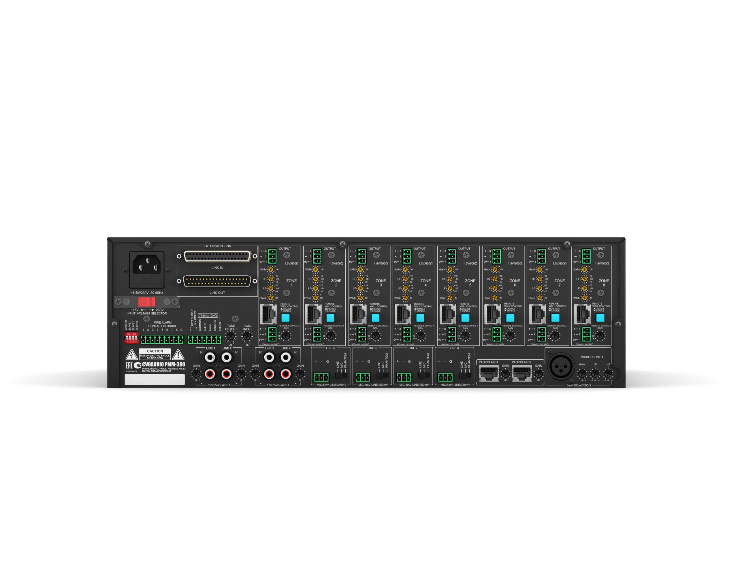 Профессиональная звуковая матрица-предусилитель 8х8 каналов CVGAUDIO PMM-380